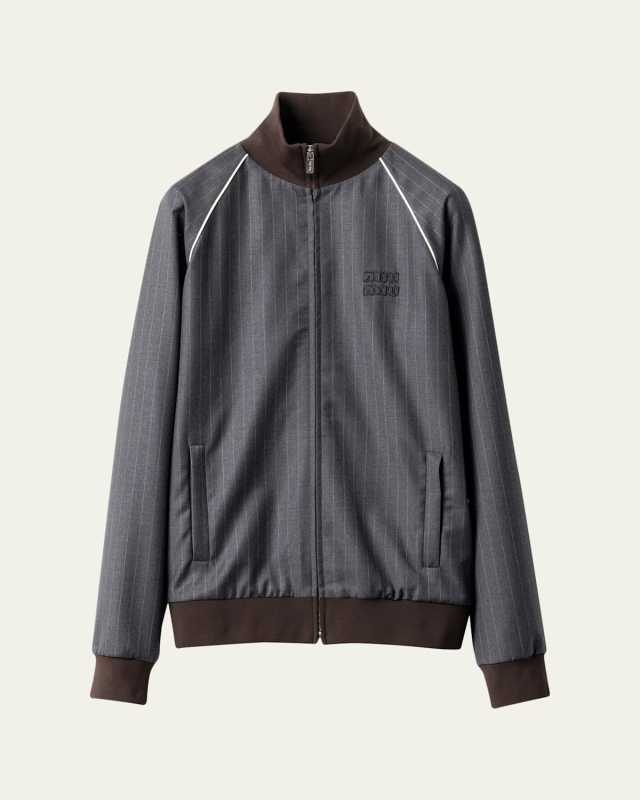 Pinstripe Zip-Up Jacket